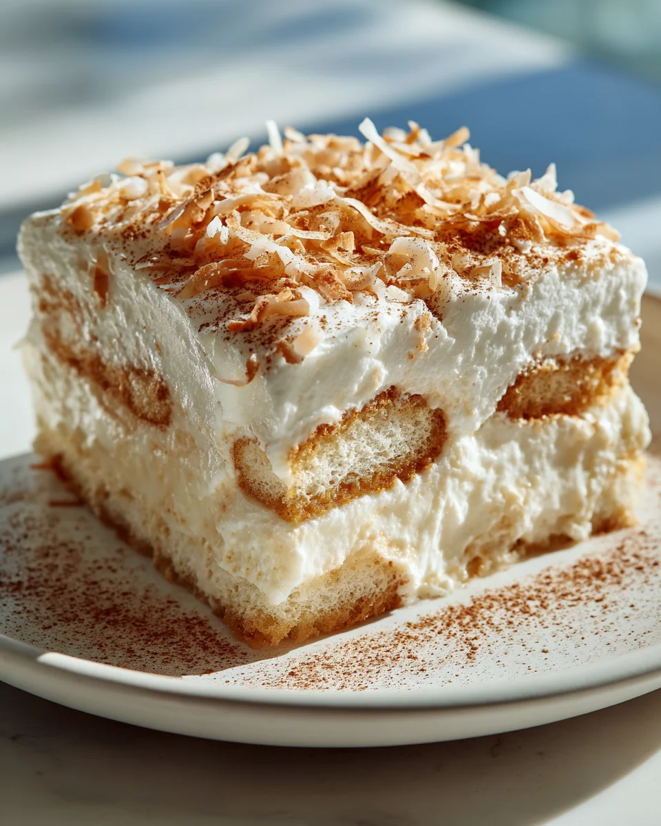 Delicious Coconut Rum Coquito Tiramisu (Non-Alcoholic)