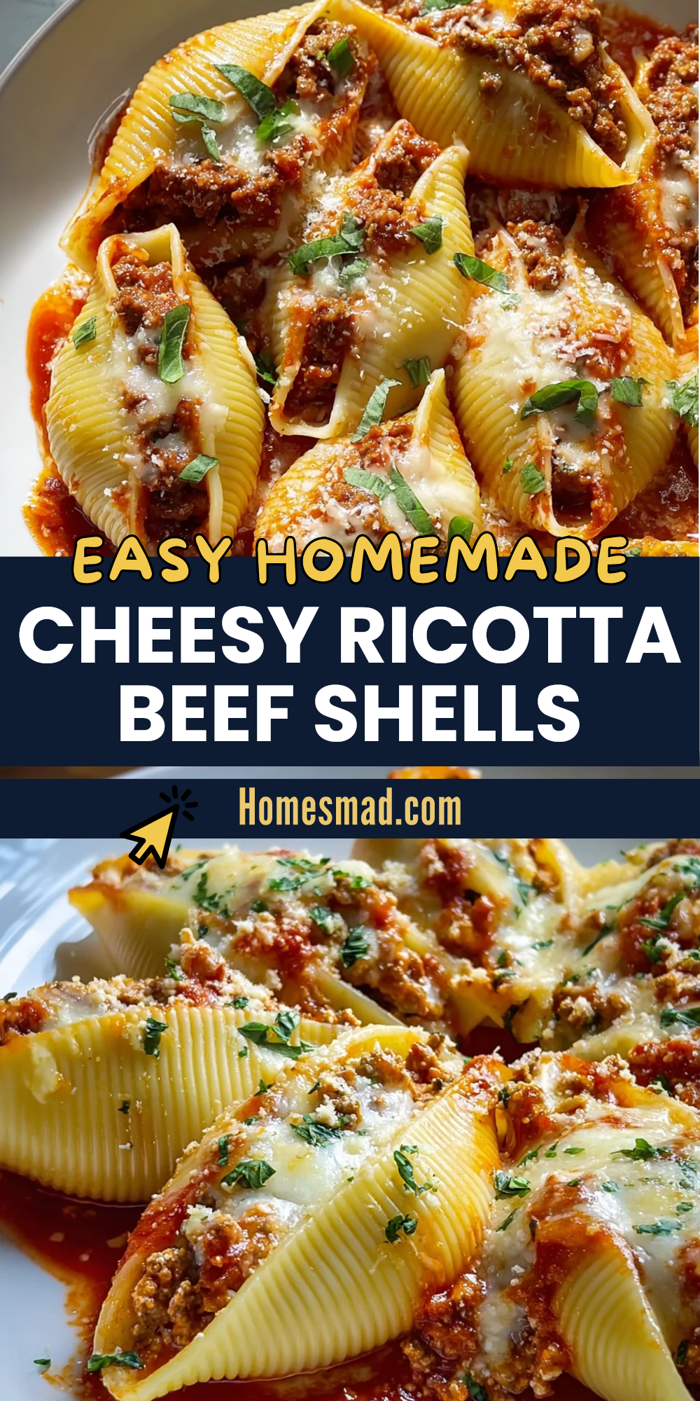 Creamy Beef Stuffed Shells Recipe with Ricotta Filling - Homesmad