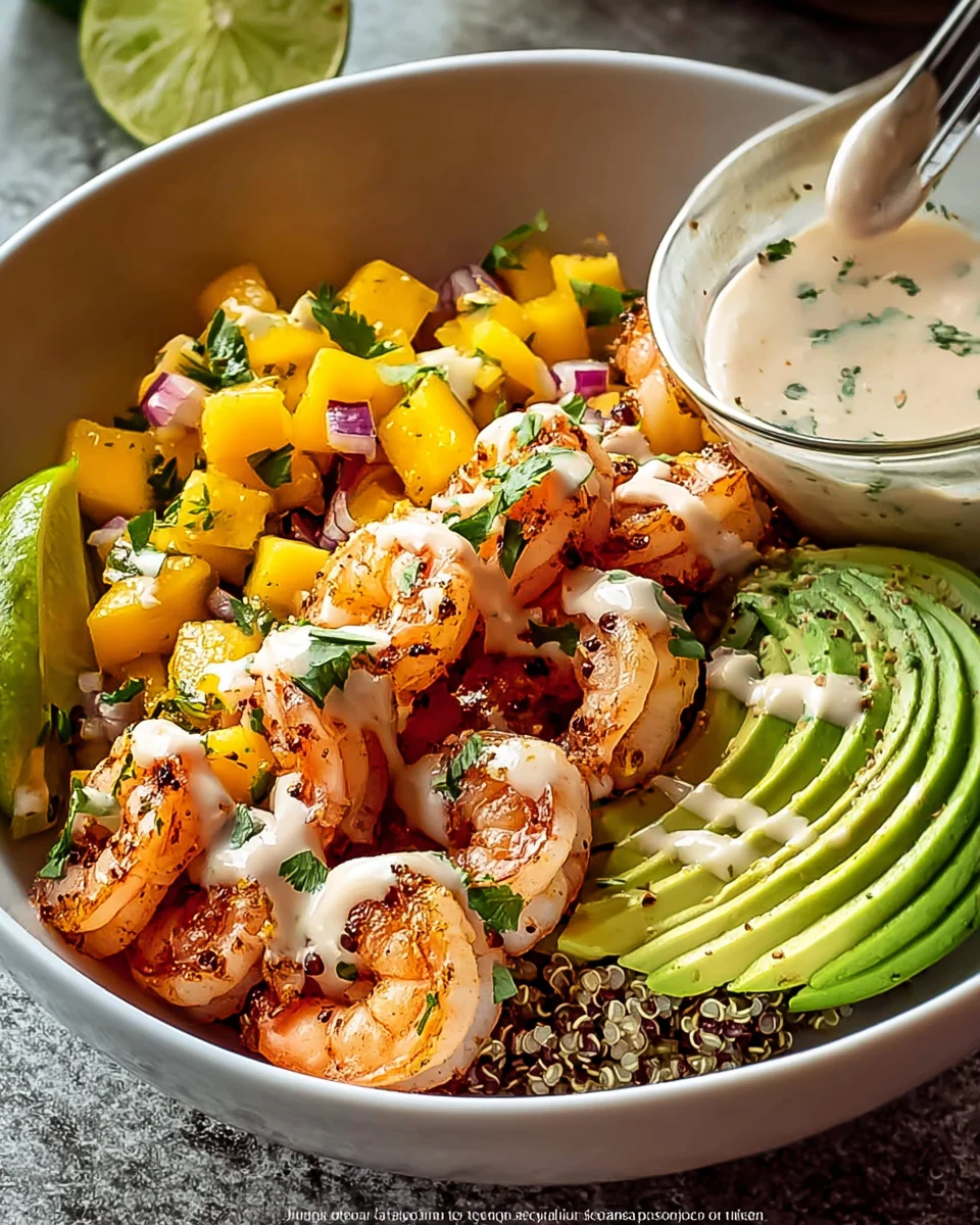 Shrimp Avocado Bowls with Mango Salsa & Lime Chili Sauce Recipe
