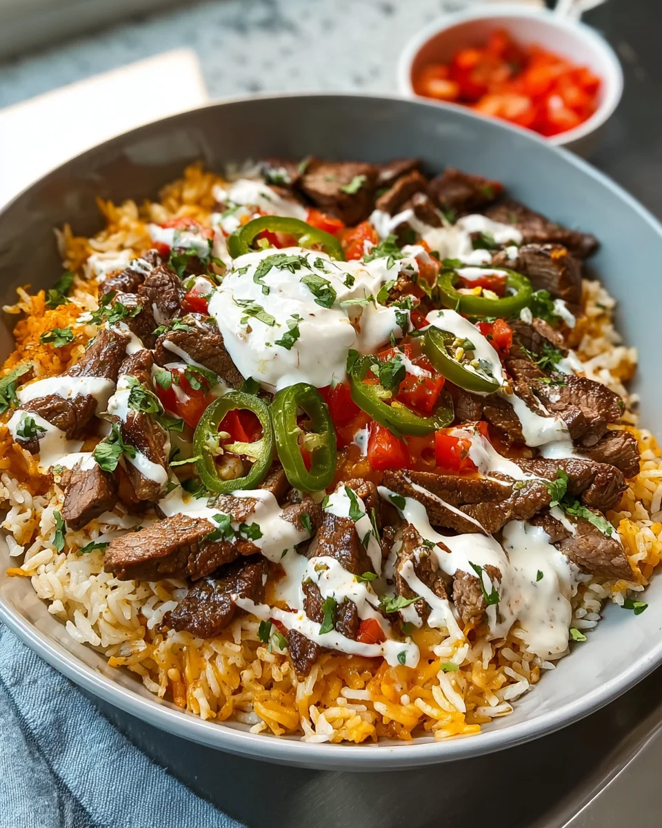 Steak Queso Rice Bowl
