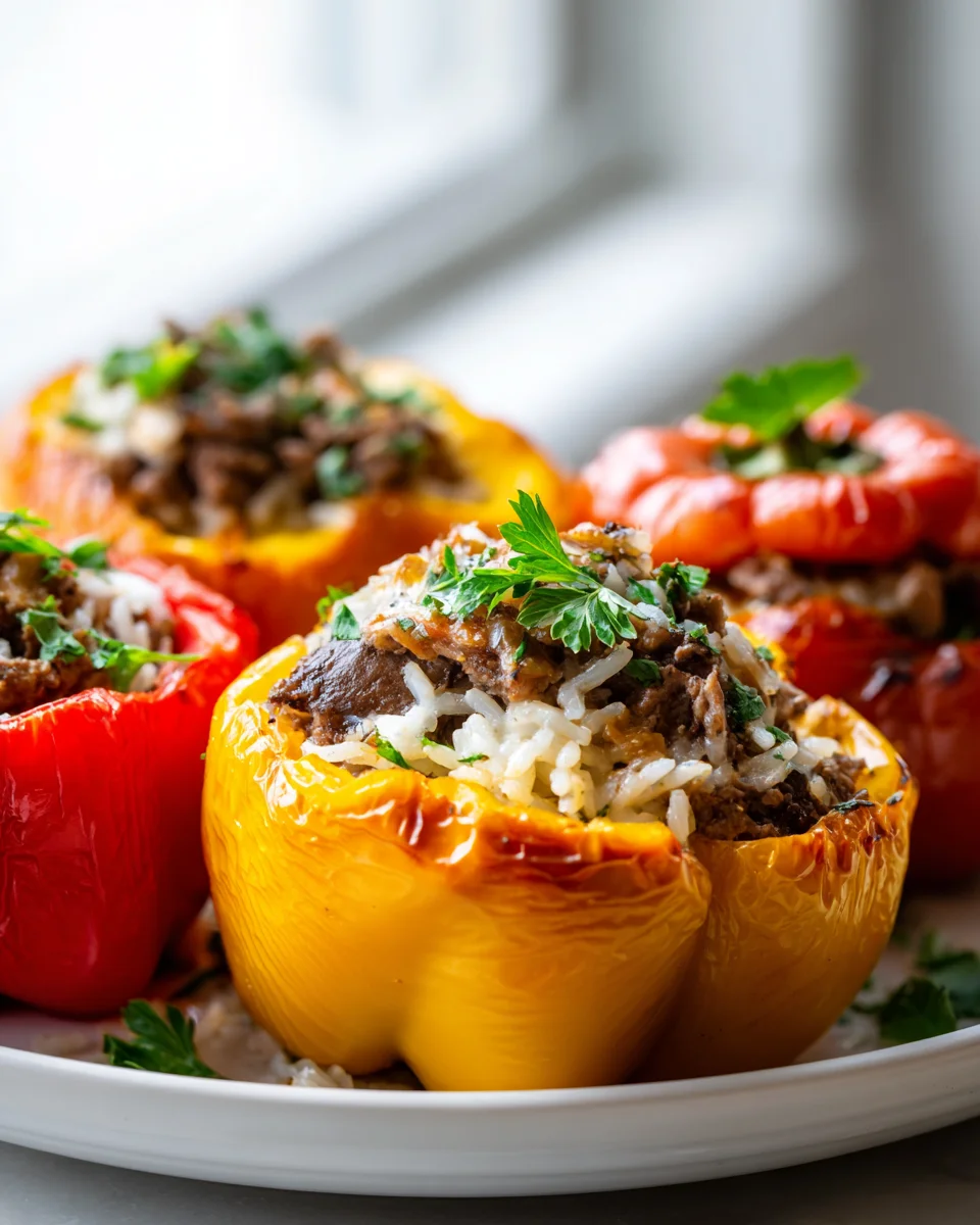 Beef Tenderloin Mushroom Stuffed Bell Peppers with Rice Recipe