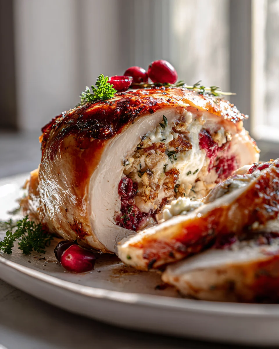 Cranberry Goat Cheese Stuffed Turkey Breast Delight Recipe