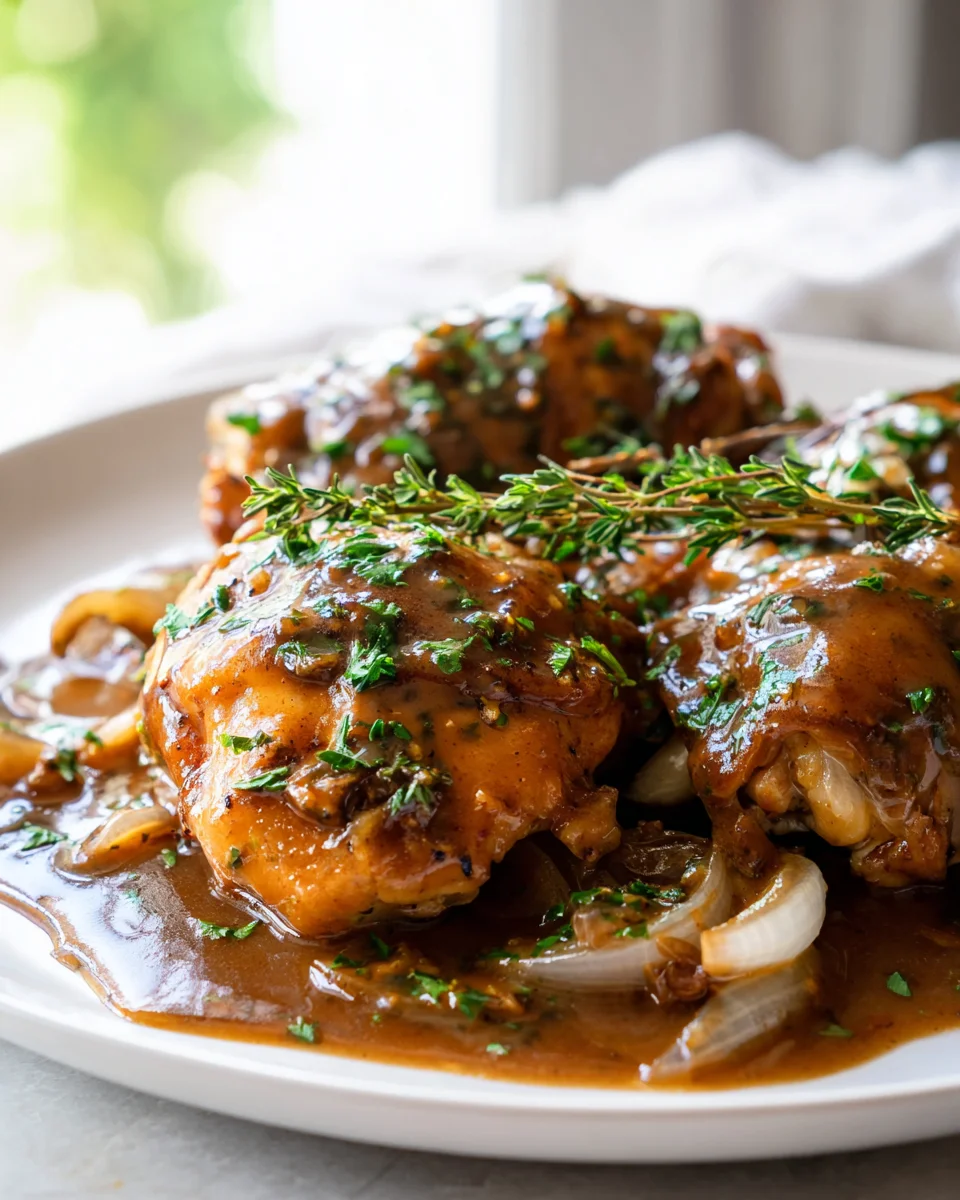 Herb-Infused Chicken Thighs in Rich Gravy