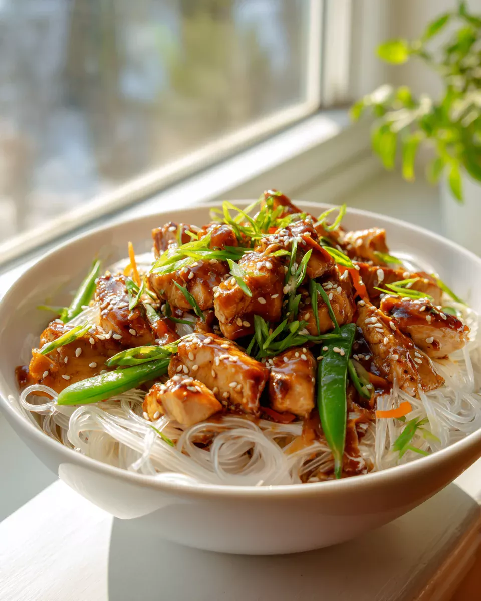 Delicious Teriyaki Chicken & Rice Noodle Bowls Recipe