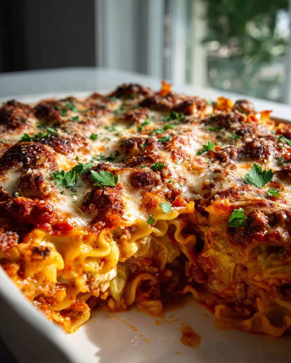 Cabbage Roll Pasta Bake with Tomato Sauce - Easy Beef Recipe