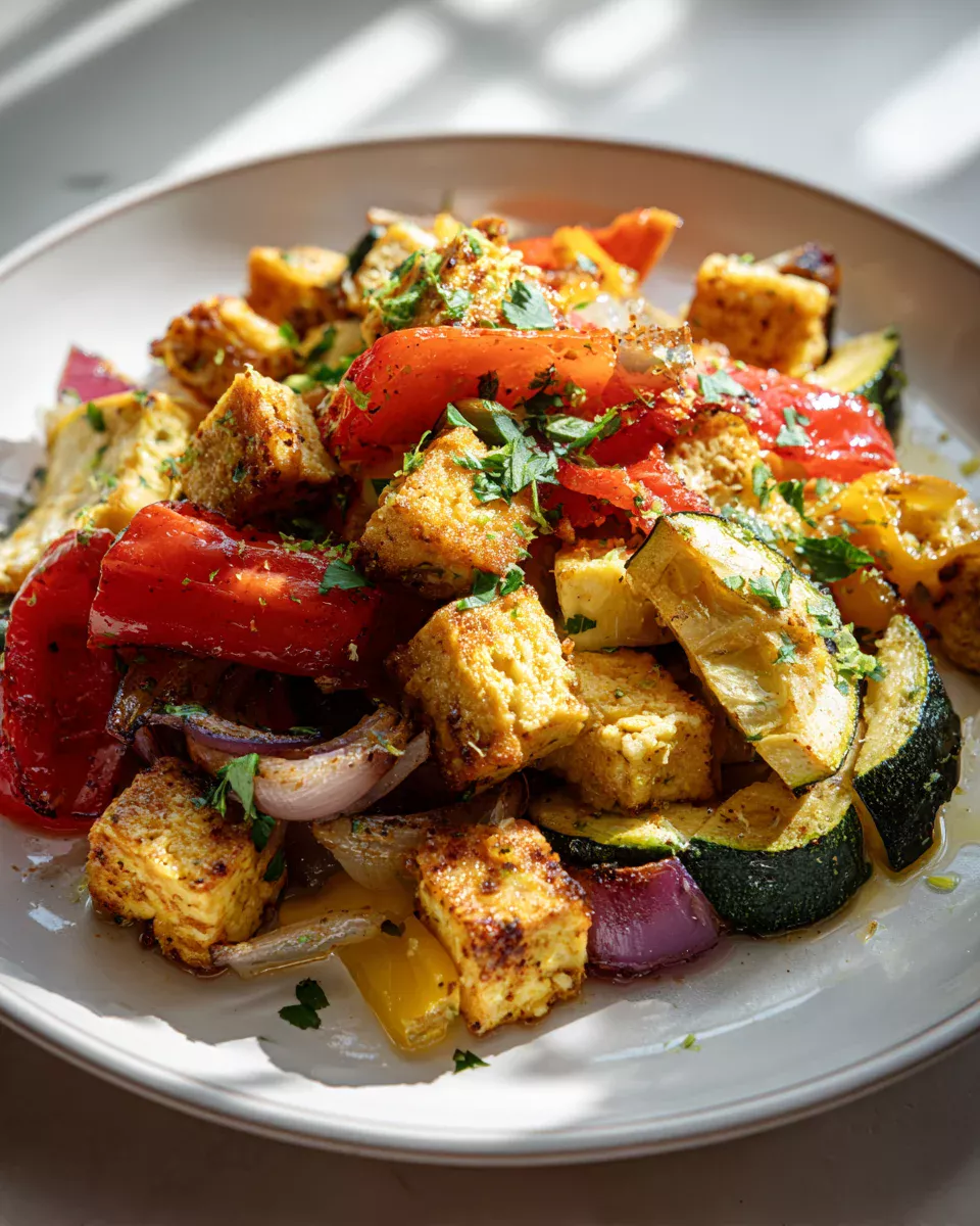 Delicious Tofu & Roasted Veggie Taco Sheet Pan Bake Recipe