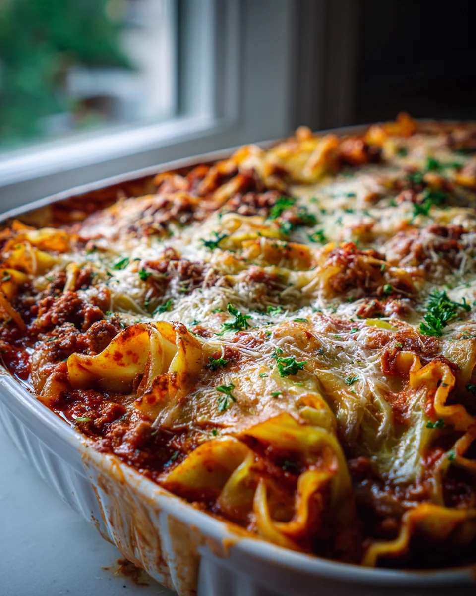 Cabbage Roll Pasta Bake with Tomato Sauce - Easy Beef Recipe