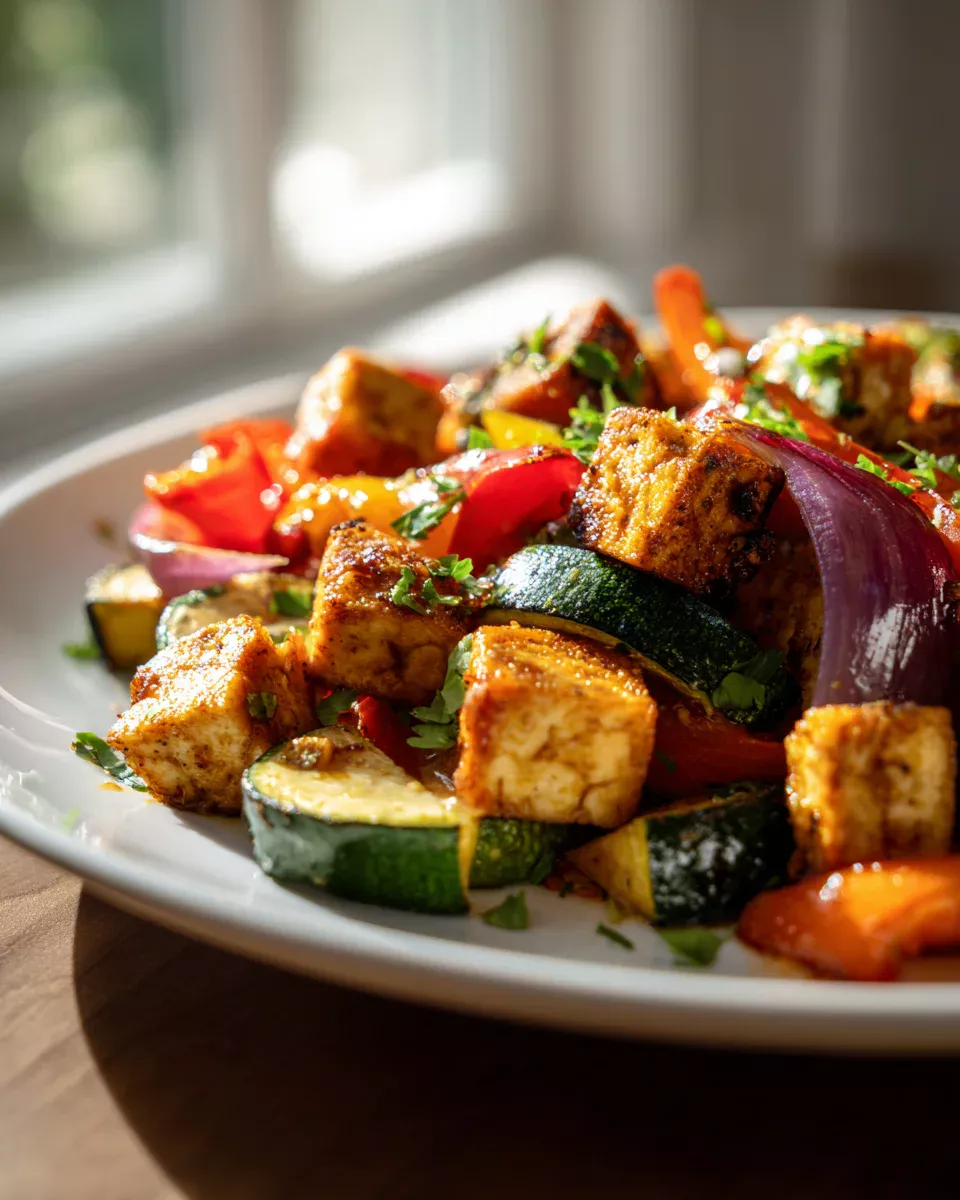 Delicious Tofu & Roasted Veggie Taco Sheet Pan Bake Recipe