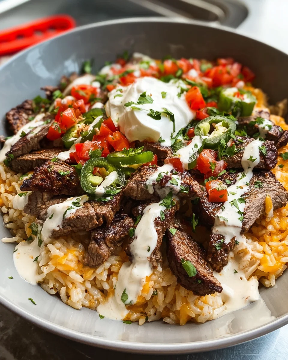 Steak Queso Rice Bowl