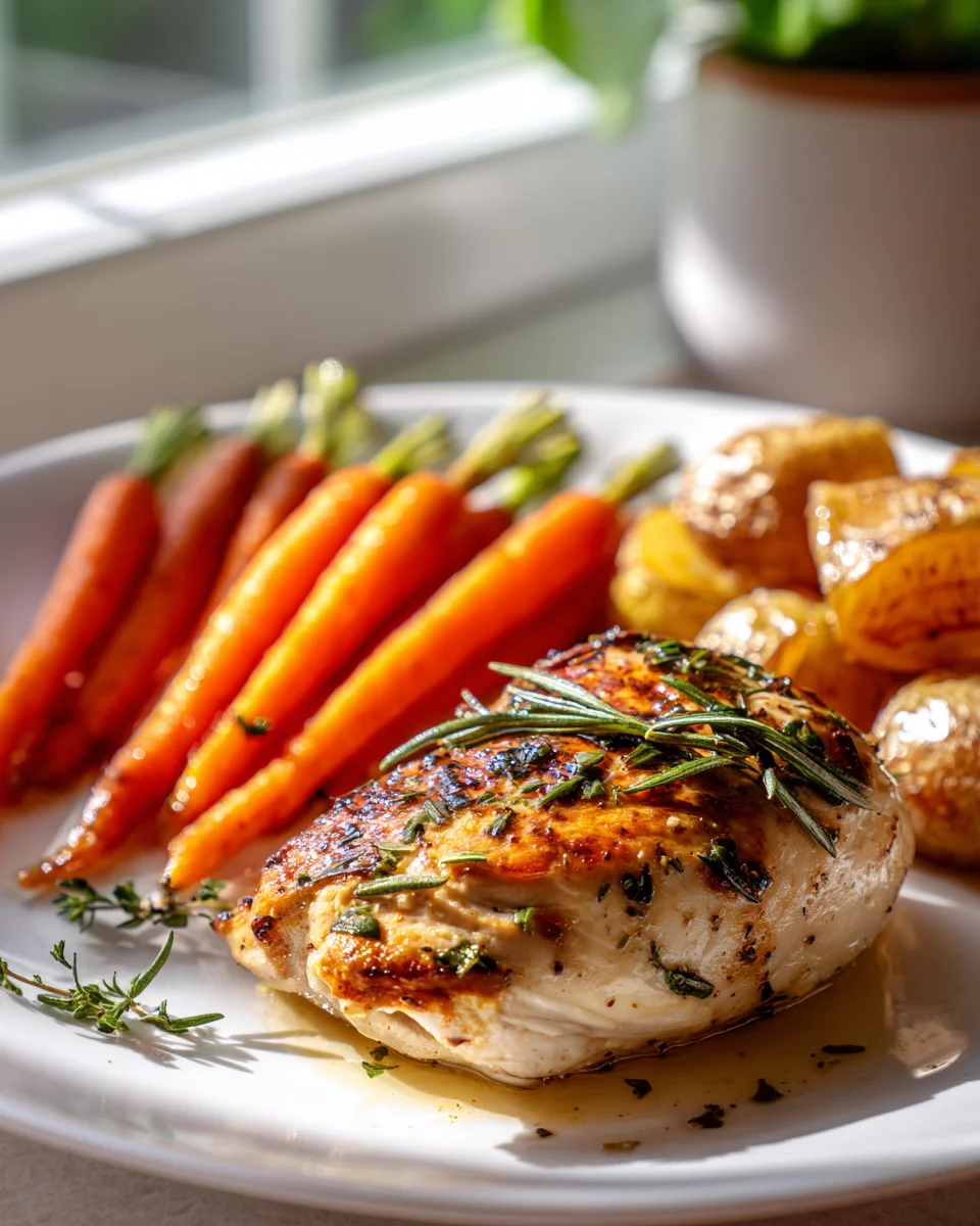 Garlic Herb Chicken with Roasted Carrots & Potatoes Recipe