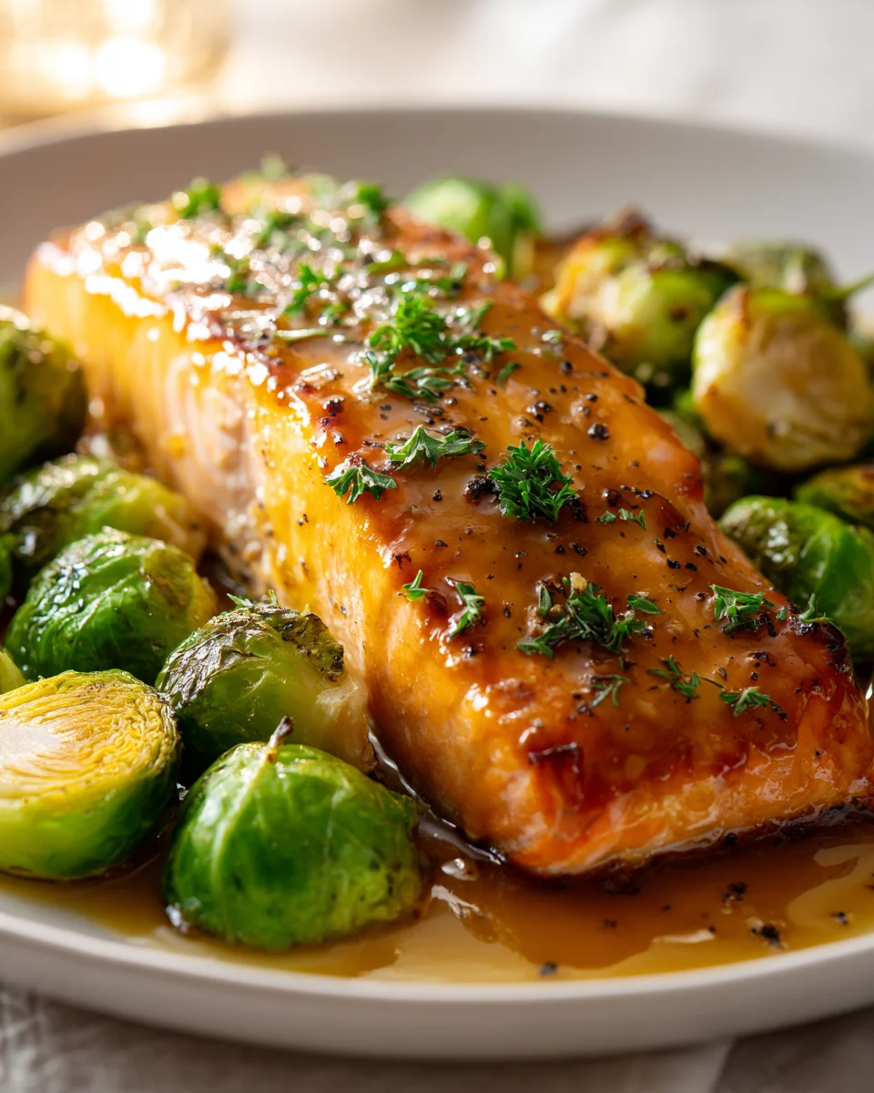 Sheet Pan Maple Dijon Salmon & Crispy Brussels Sprouts Recipe