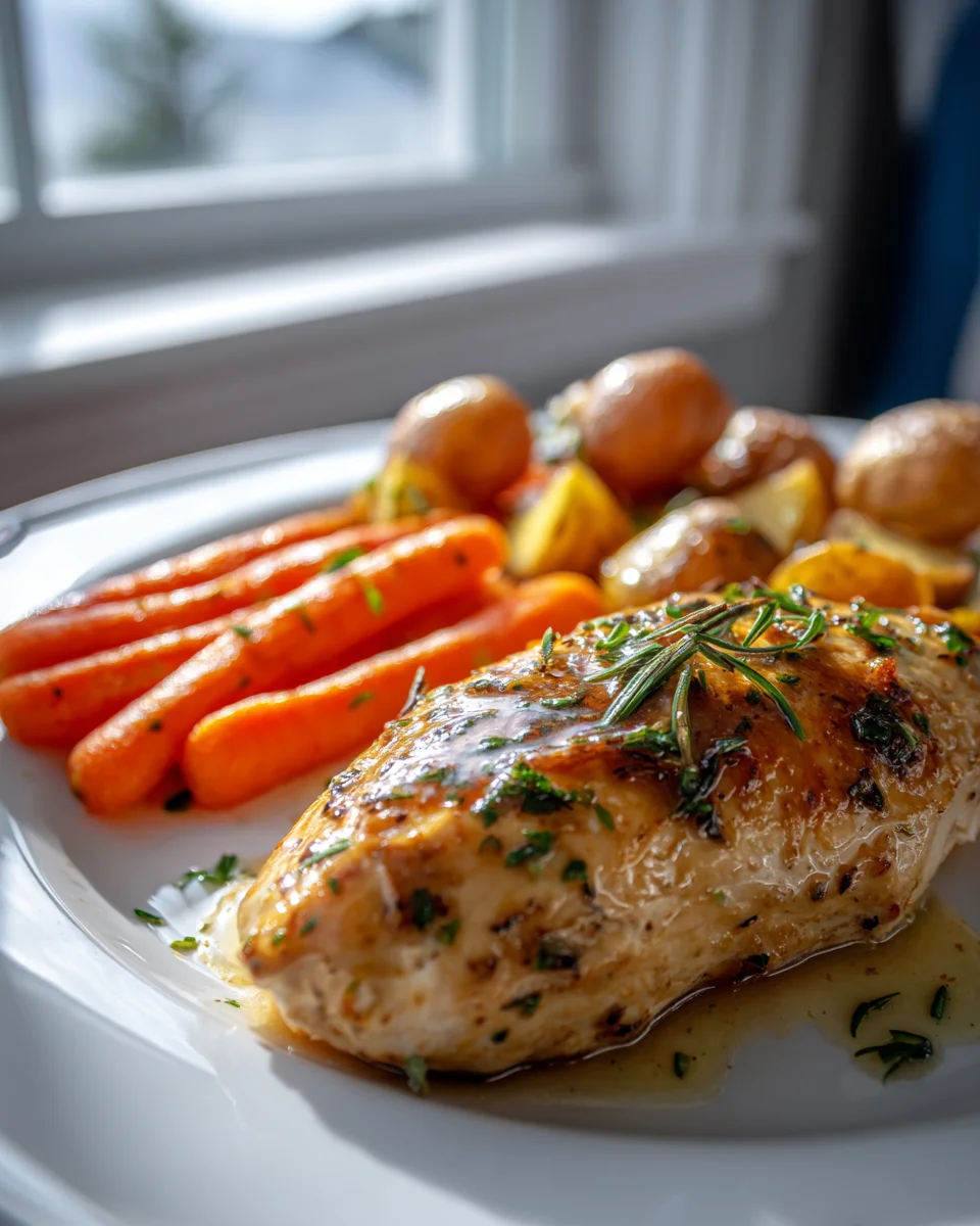 Garlic Herb Chicken with Roasted Carrots & Potatoes Recipe