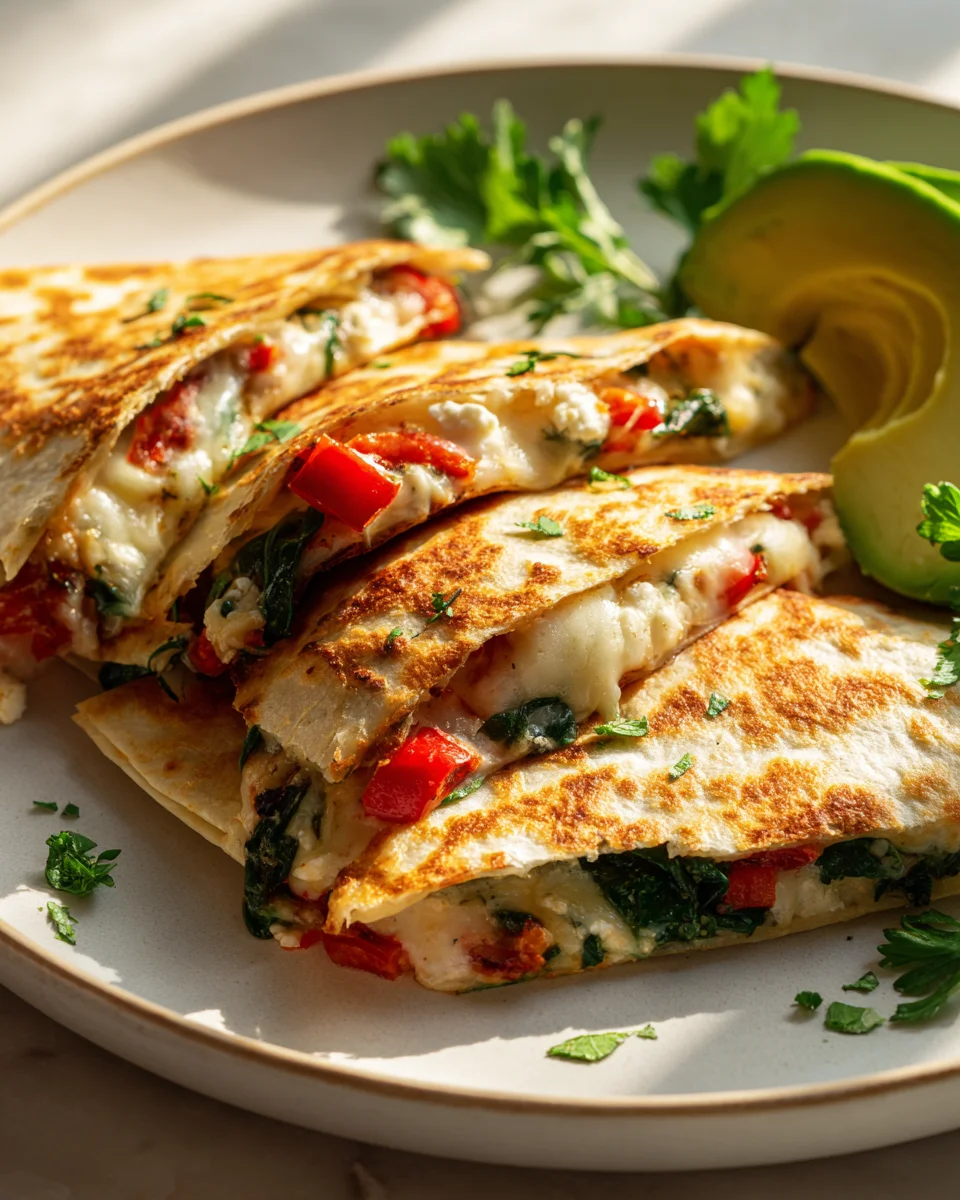 Greek Chicken Quesadillas with Melty Cheese for Dinner Delight