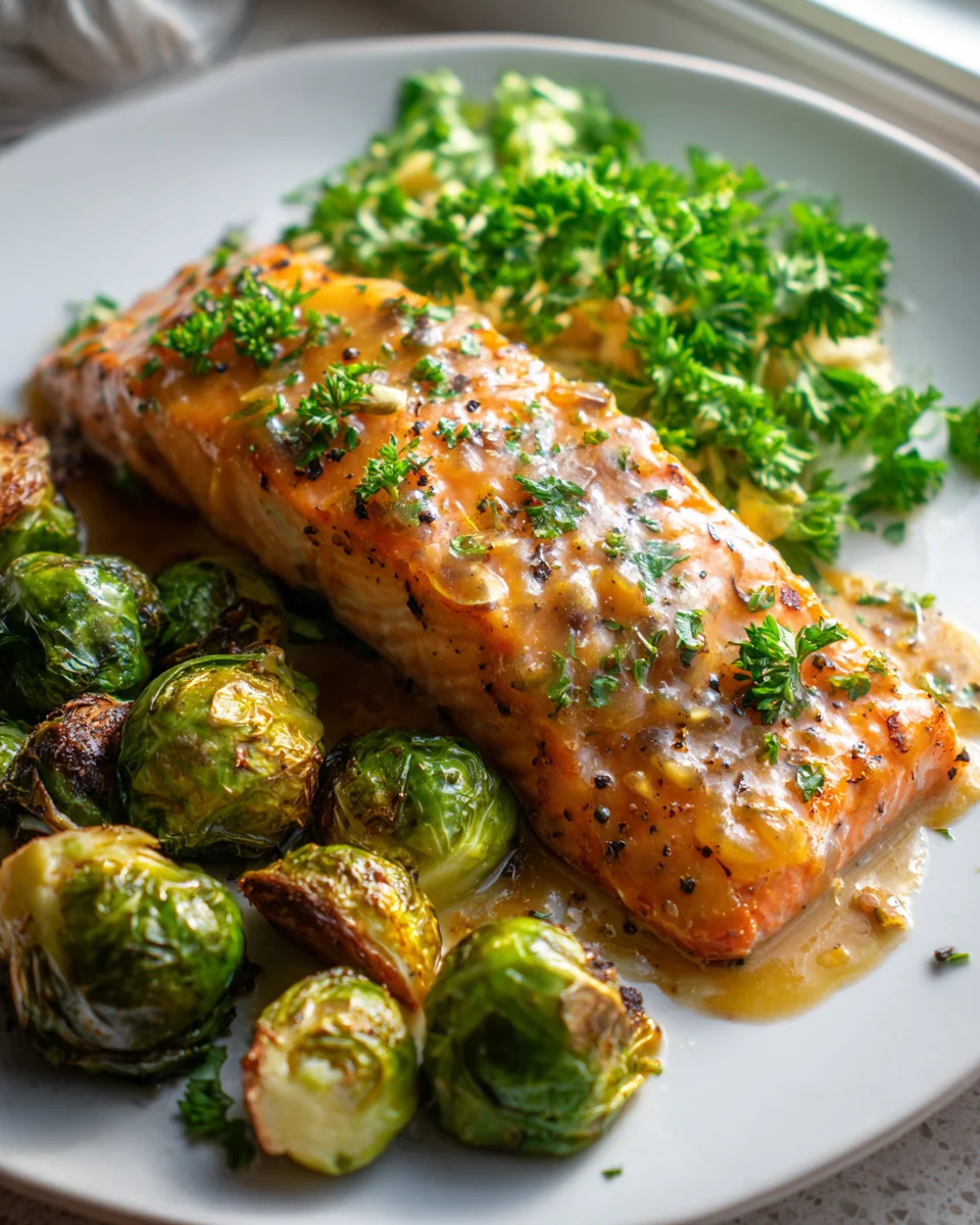 Sheet Pan Maple Dijon Salmon & Crispy Brussels Sprouts Recipe
