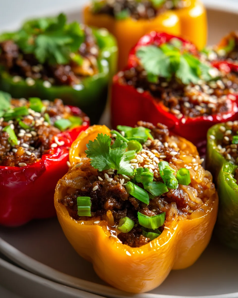 Korean Beef Bulgogi Stuffed Bell Peppers with Rice Delight