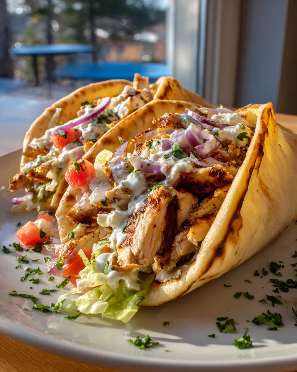 Greek Chicken Pita Wraps with Garlic Sauce