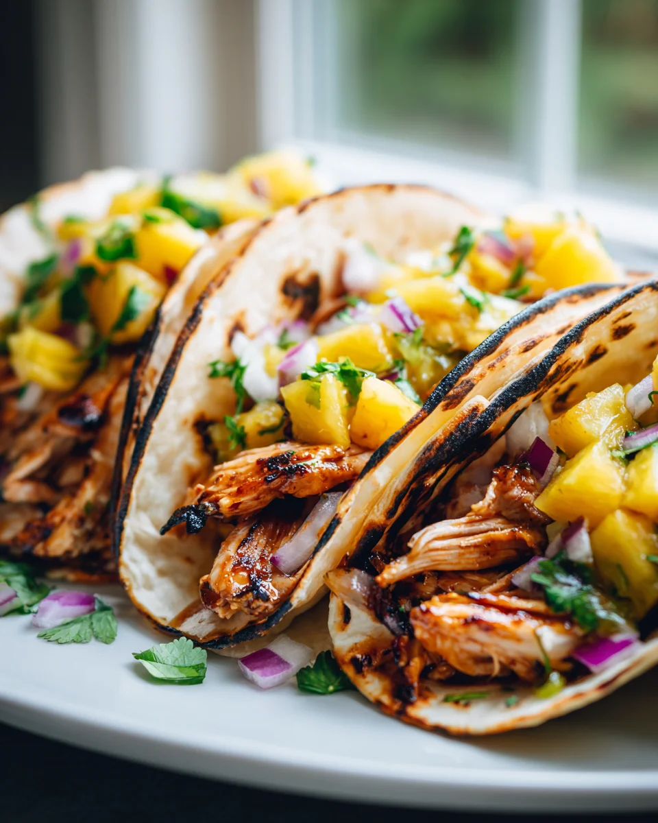 Grilled Teriyaki Chicken Tacos with Pineapple Salsa Recipe