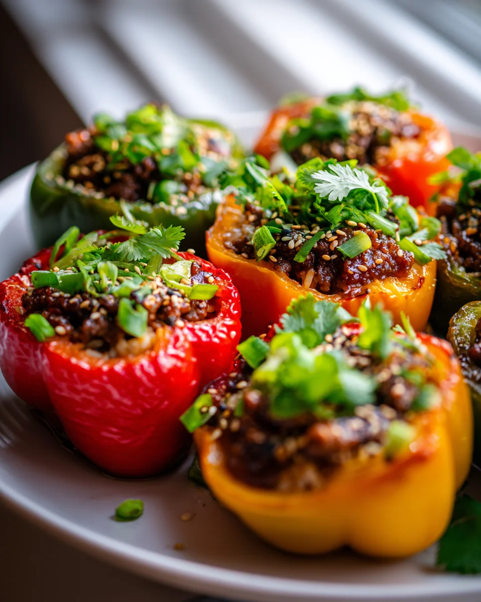 Korean Beef Bulgogi Stuffed Bell Peppers with Rice Delight