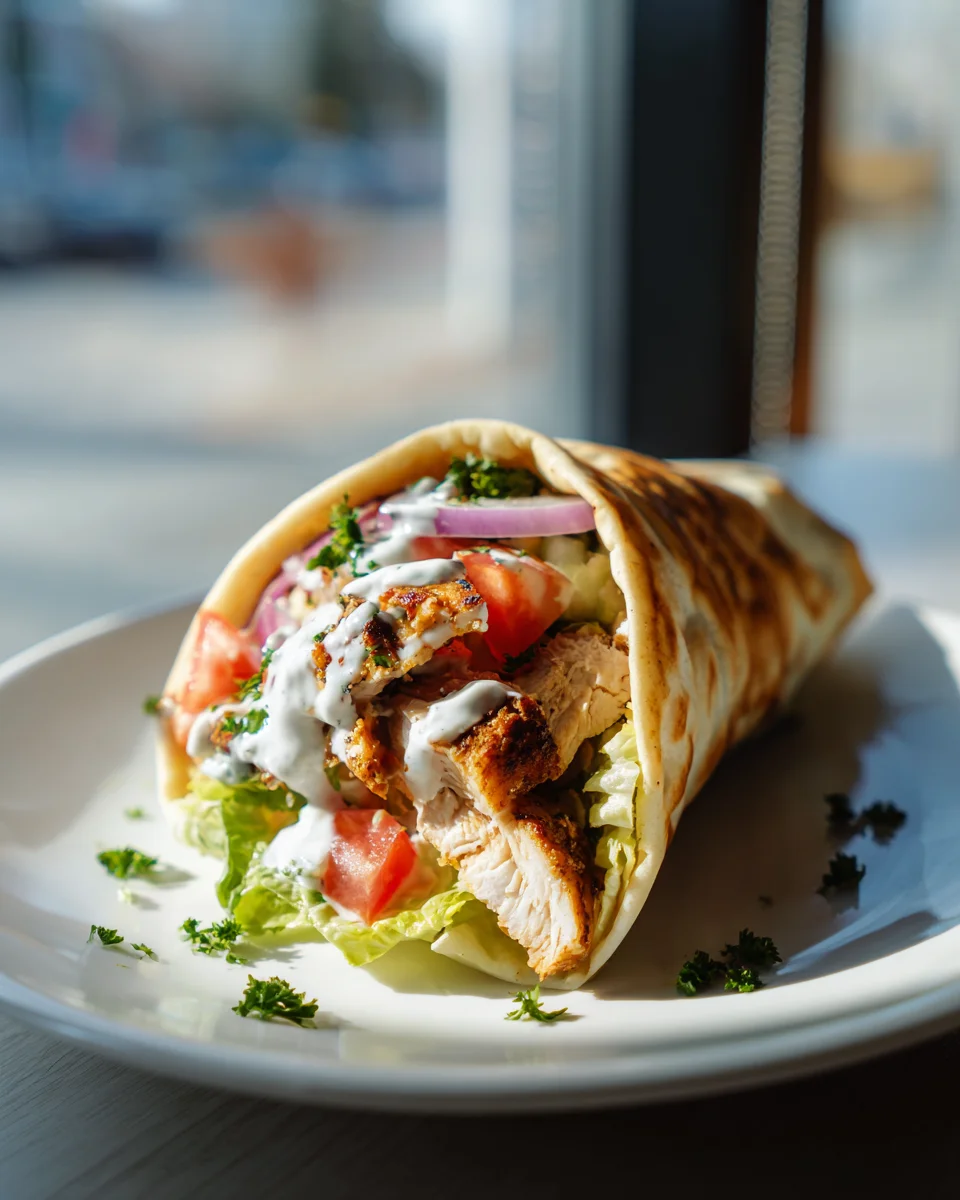 Greek Chicken Pita Wraps with Garlic Sauce
