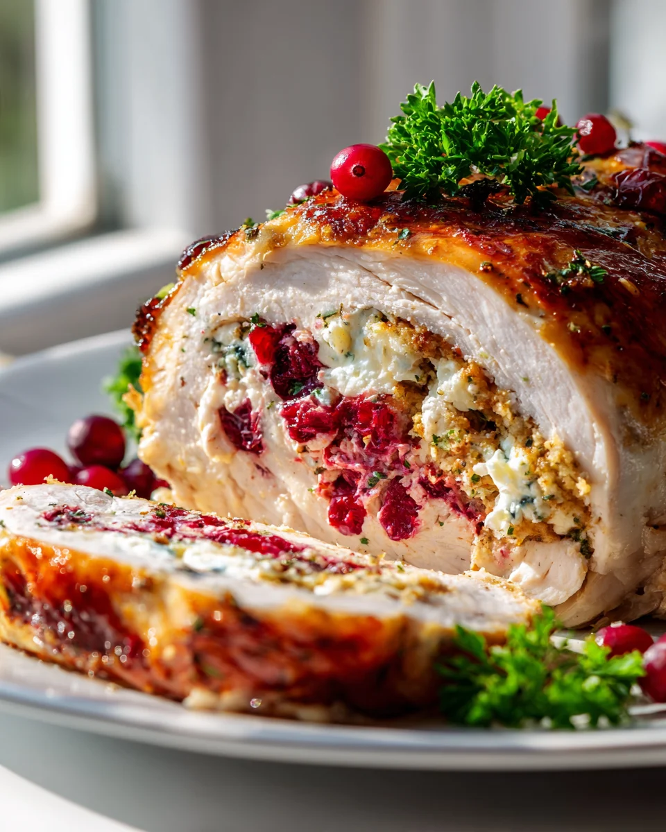 Cranberry Goat Cheese Stuffed Turkey Breast Delight Recipe