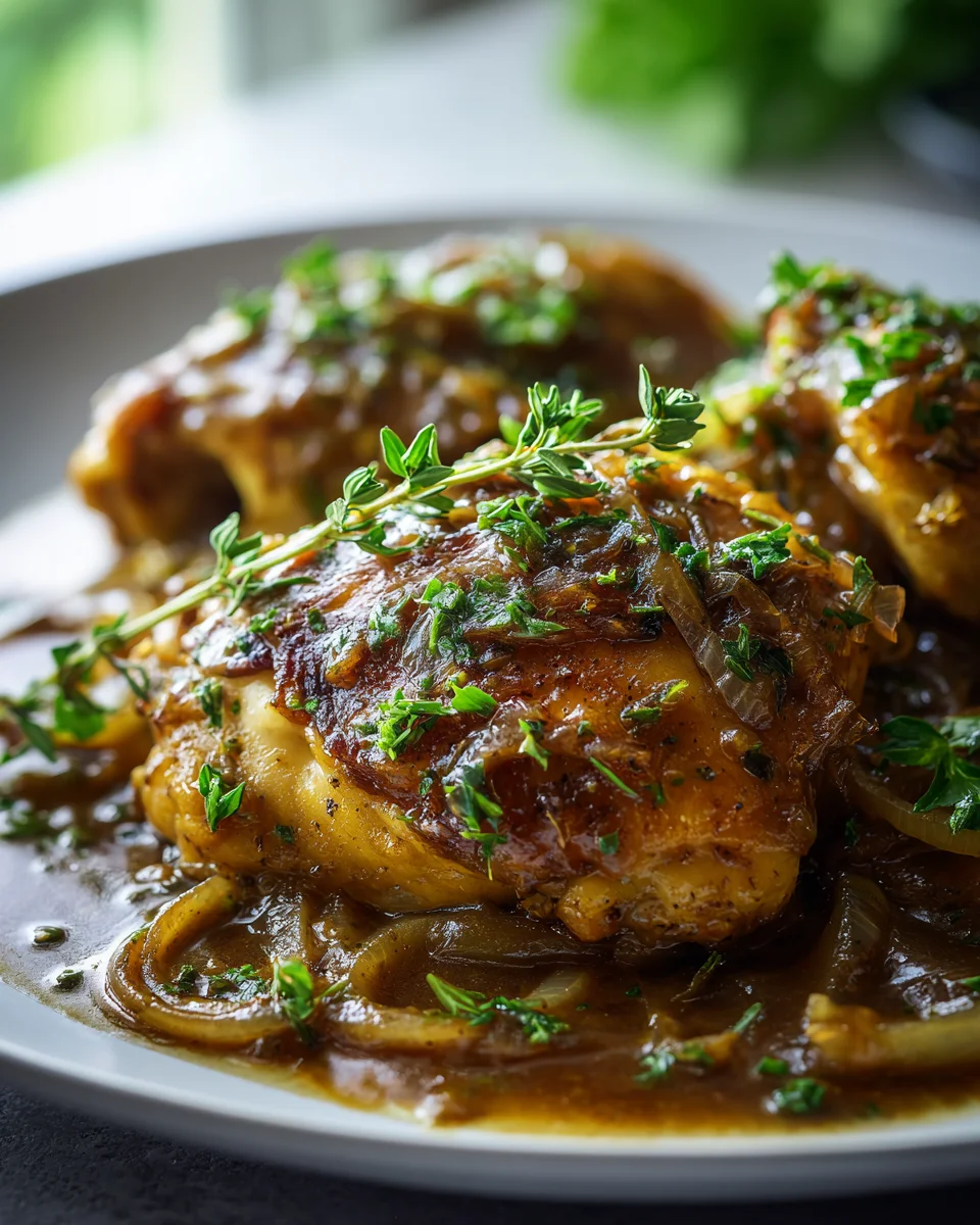 Herb-Infused Chicken Thighs in Rich Gravy