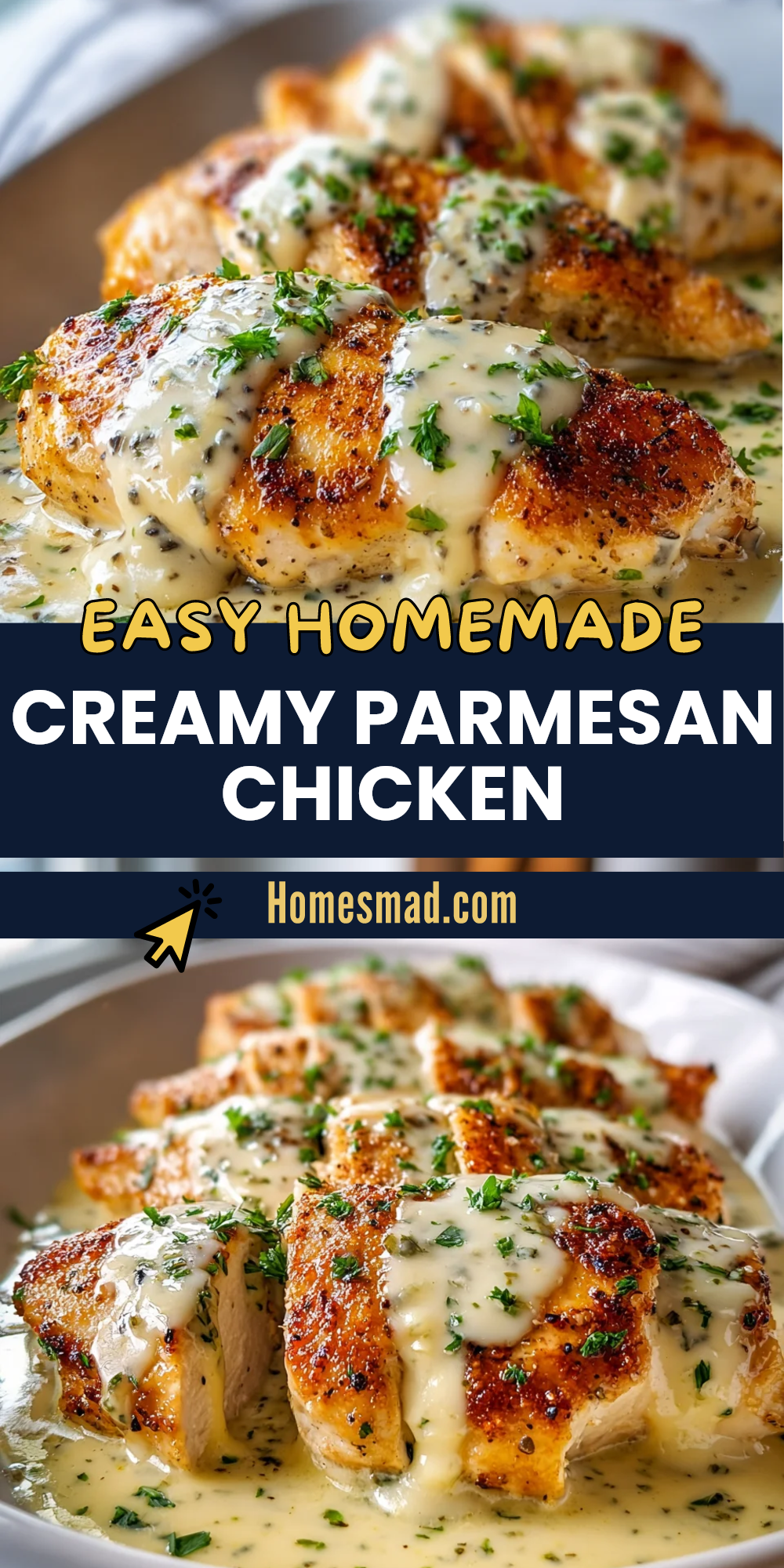 Baked Caesar Chicken with Creamy Parmesan Sauce Recipe - Homesmad